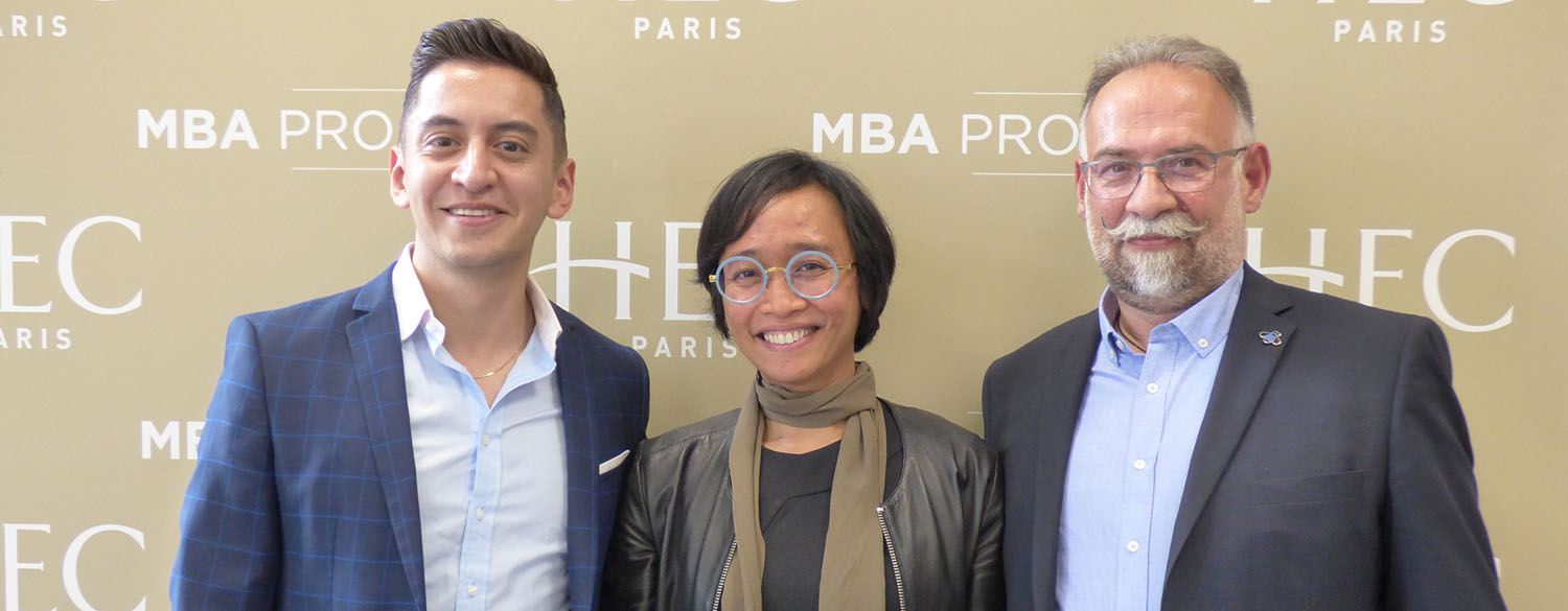 Luis with two panelists, Putri Realita (Danone) and Jean-Louis Carvès (IBM). Photo by Courtnay Wheeler