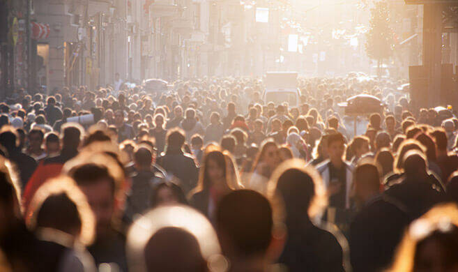 crowd in a city - adobe