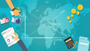 market equilibrium graph on a world map - aa amie on adobe stock