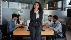 woman leader sad at a meeting